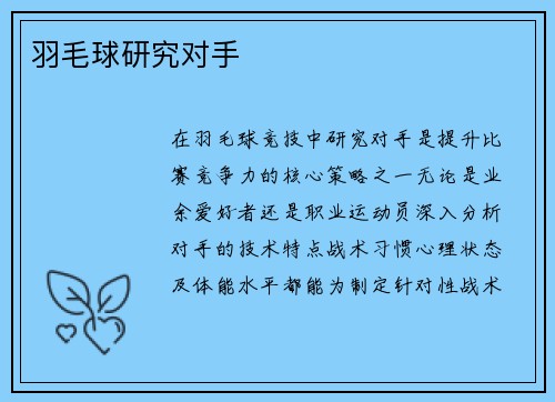 羽毛球研究对手